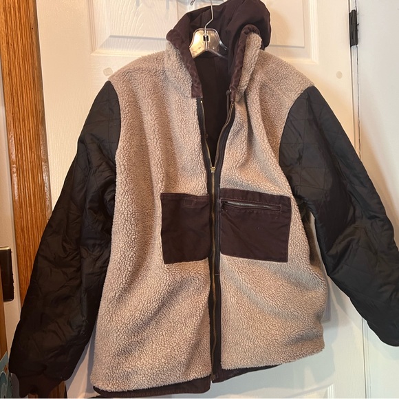 Vintage Carhartt Jacket Womens 2XL Purple Canvas Sherpa WJ141 Hooded Detroit - Picture 7 of 13